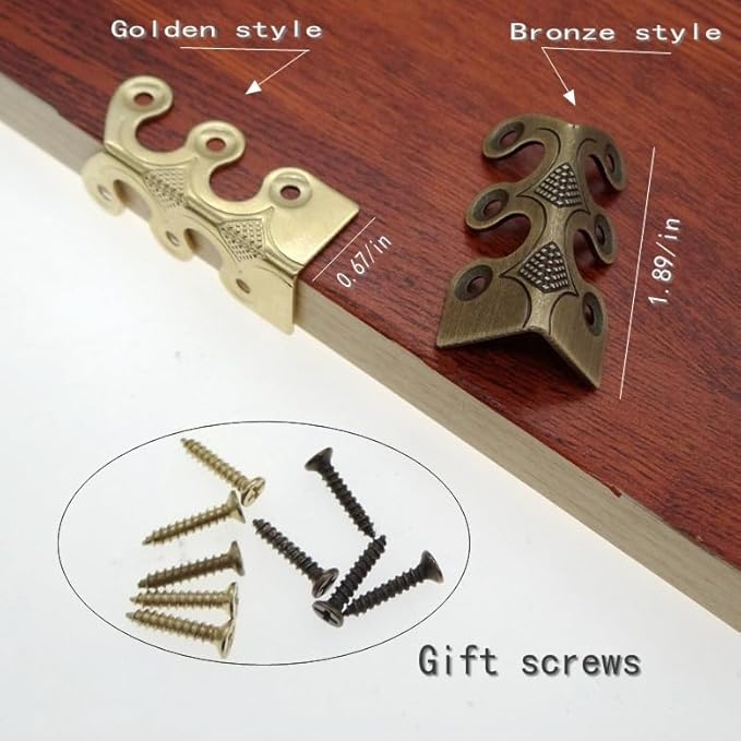 Skirting Board Corner Protectors Solid Brass Baseboard Corner Protectors, Vintage Metal Corner Protector Table Corner Perimeter Cover Safety Bracket with Screws (Black*10Pcs)