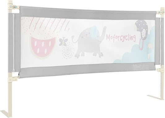 HONEY JOY Bed Rail for Toddlers, 77-in Extra Long, Portable Safety Bed Guardrail w/Double Safety Child Lock, Baby Bed Rail Guard, Fit King & Queen Full Twin Size Bed Mattress (77 INCH, Gray)