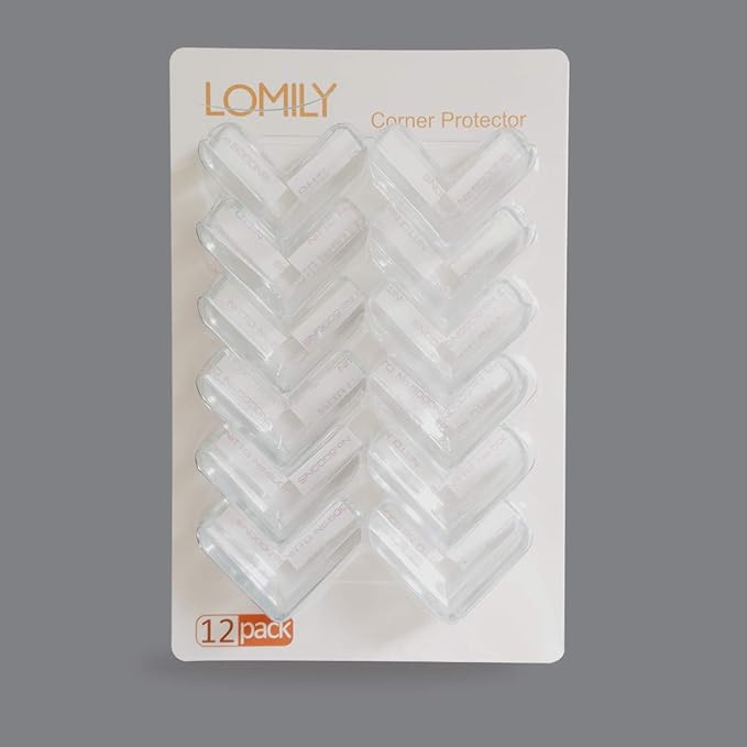LOMILY Clear Corner Guards(12 Pack),Table Corner Protectors,Clear Edge Safety Bumpers,High Resistant Adhesive Gel,Corner Protector for Baby,Kids,Furniture,Cabinet,Glass,Coffee Table,ect.