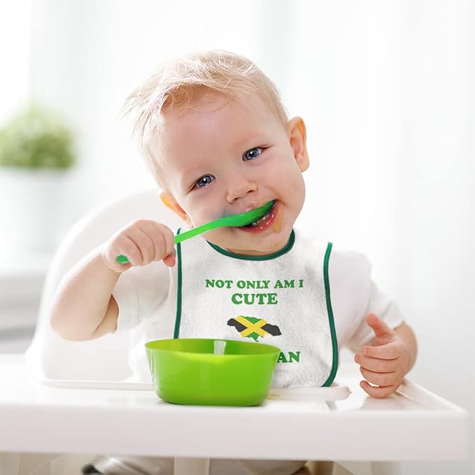 Toddler & Baby Bibs Burp Cloths Not Only I Am Cute Not Only Am I Cute I'm Jamaican Too Cotton Baby Items for Baby Girl & Boy White Black Design Only
