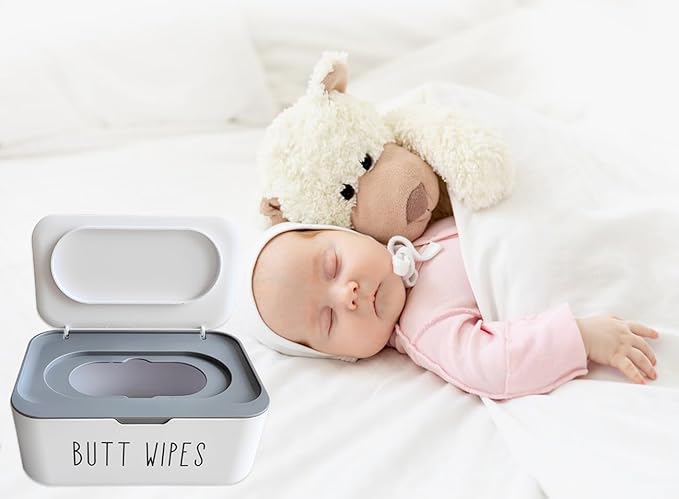 Flushable Butt Wipes Dispenser for Bathroom Toilet Wipes Container Nursery, Chic Bathroom Decor, 7.48"L x 5.12"W x 2.95"H