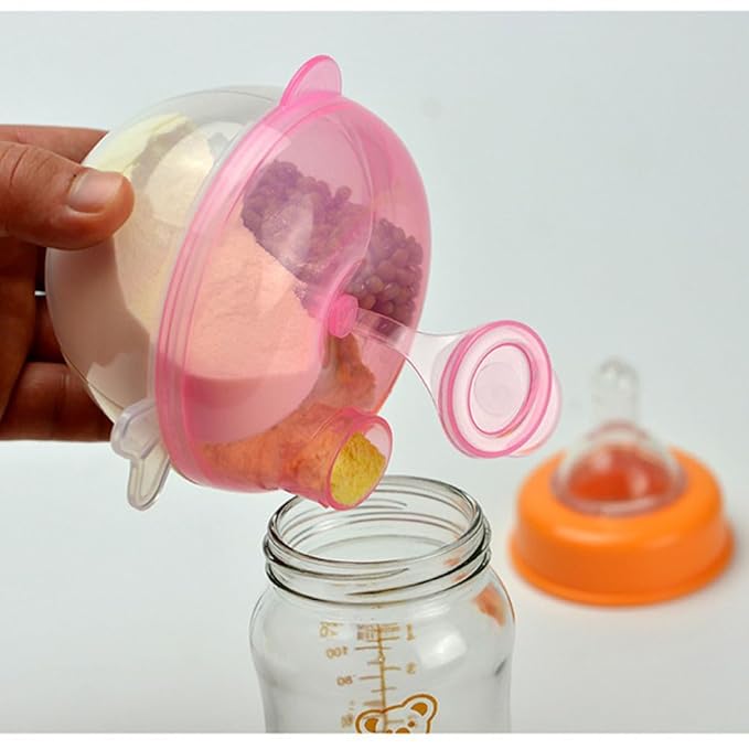 ibasenice Portable Milk Powder Dispenser with 3 Compartments Leak-Proof Formula Container for Baby Travel Feeding Storage Box 3.81X3.81X2.83In