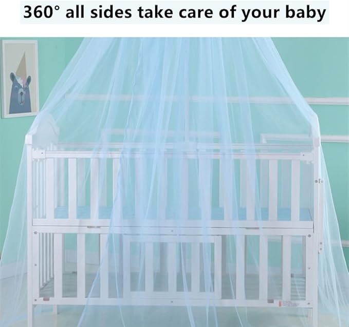 Crib Mosquito Net Baby Bed Dome Cots Mosquito Netting Toddler Bed Crib Dome Canopy Netting Hanging Bed Cover Net Mosquito Bar Frame Palace-Style Crib Bedding Set (Stand Not Included)