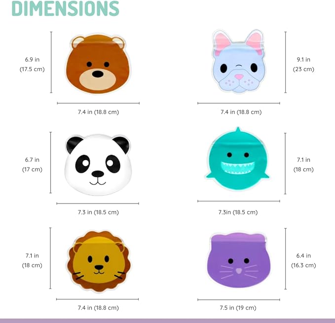 melii Reusable Snack Bags - Bulldog, Cat, Lion, Panda, Bear & Shark