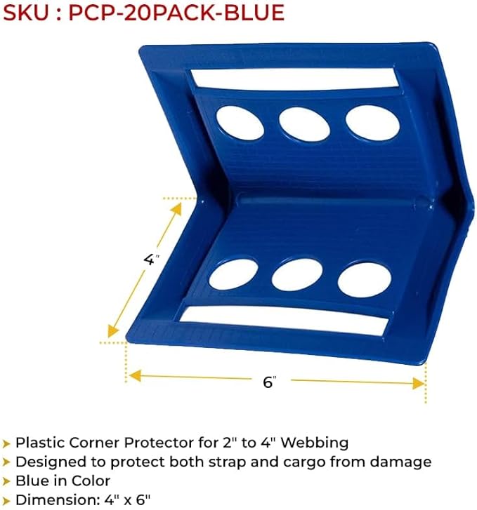 Mytee Products (120 Pieces Blue 4"x6" Flatbed Edge Protectors with Carrying Case - 4" Winch Ratchet Straps Corner Protectors for Flatbed Cargo Load