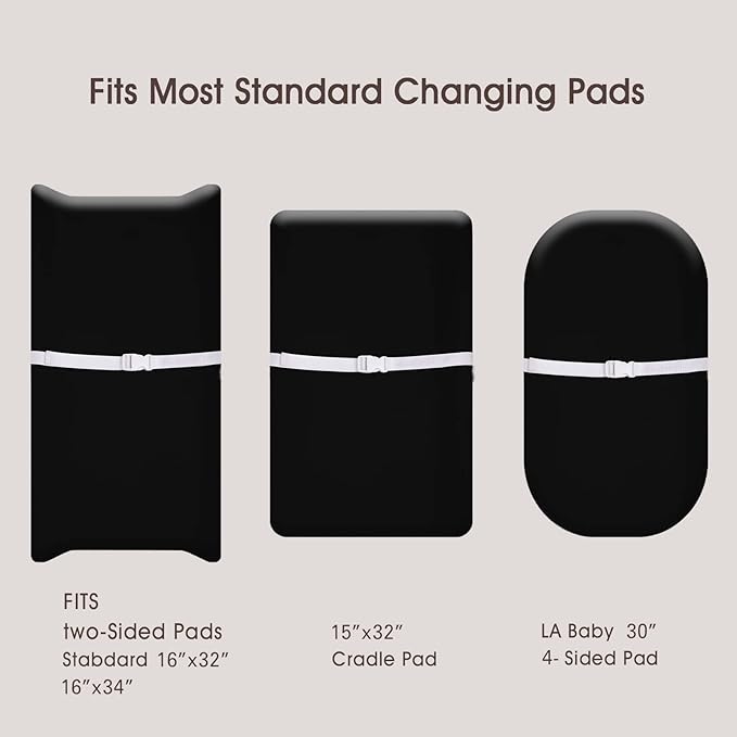 PHF P 2 Pack Baby Changing Pad Covers Grey & Black US