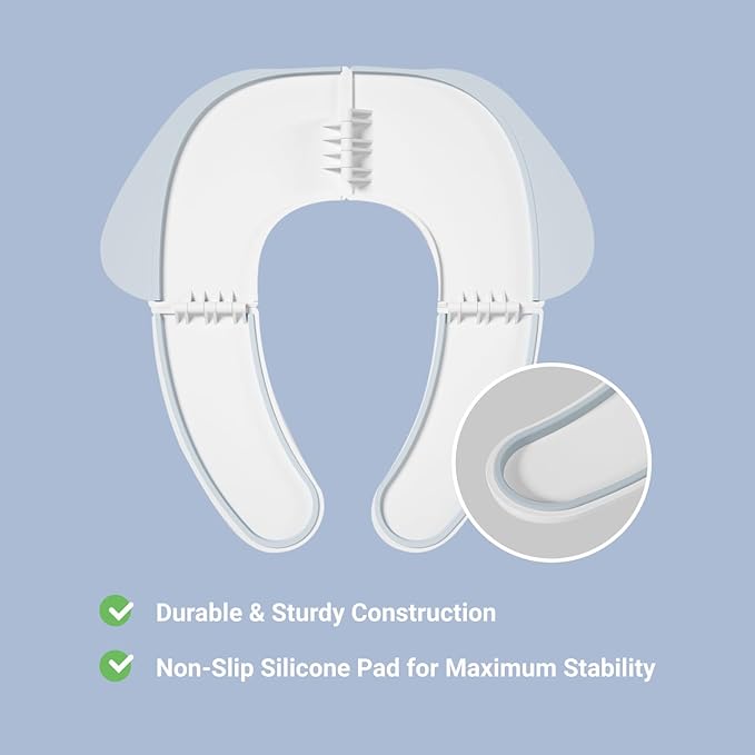 FOOYOO Foldable Toddler Toilet Seat | Portable Potty Training Seat for Travel & Home, Non-Slip, Fits Most Toilets, Easy to Clean, with Travel Bag (Blue)