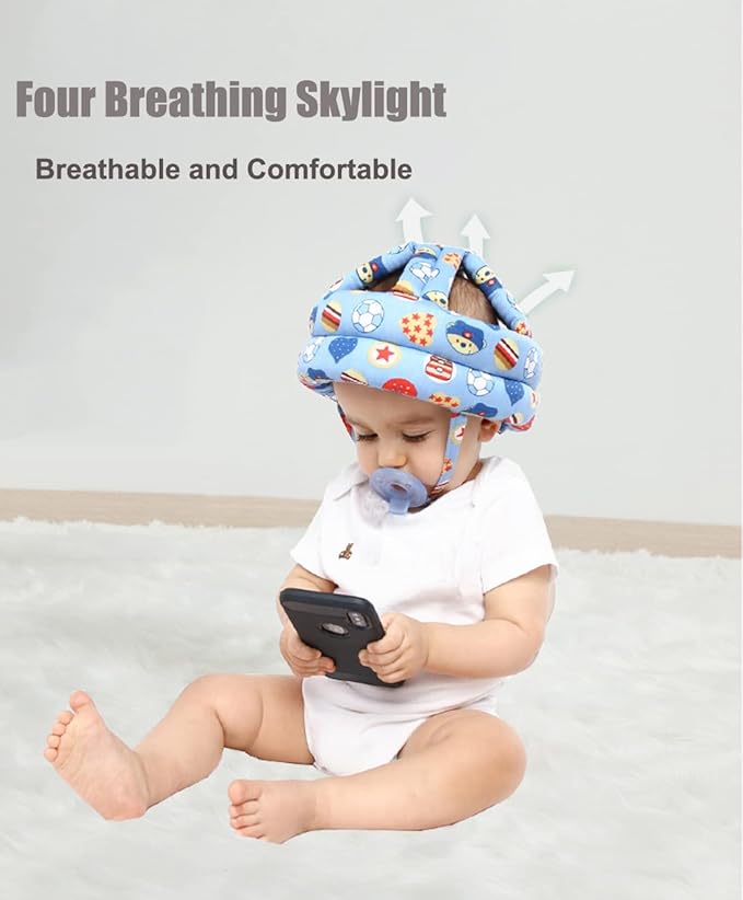 Baby Safety Helmet Baby Head Protector Upgarded for Baby Walking Crawling Running Infant Toddlers Head Protective Hat Head Cushion Headguard Bumper Bonnet Lightweight Breathable Adjustable 0-3 Yeas