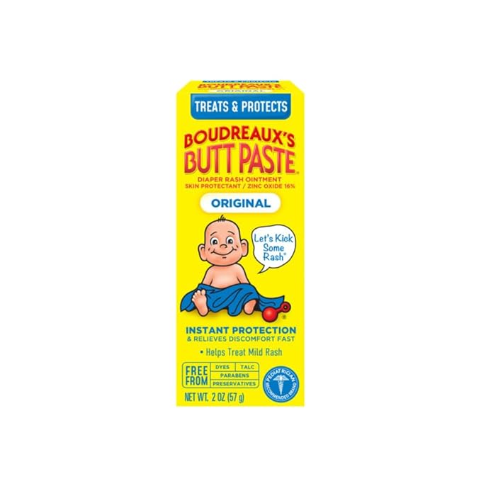 Boudreaux’s Butt Paste Diaper Rash Ointment, 16% Zinc Oxide Baby Rash Cream, Skin Protectant, Fast Relief for Diaper Rash, Original 16 ounce & 2 ounce (Variety Pack of 4)