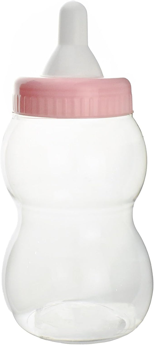 FIREFLY IMPORTS Jumbo Milk Bottle Coin Bank Baby Shower Plastic Container, 13-inch, Light Pink, Big Baby Bottle for Shower Game