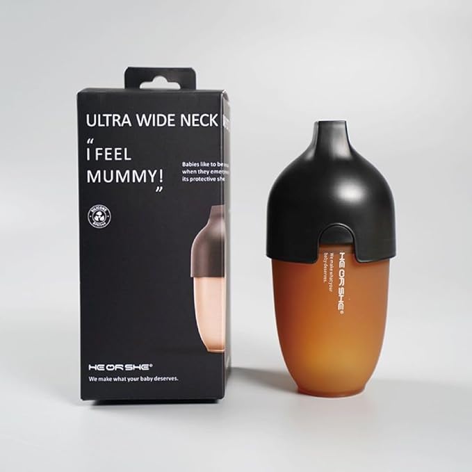 Ultra Wide Neck Baby Bottle, 100% Silicon Nipple, Silicon Baby Bottle, Bottles for Breastfeeding Babies, Baby Milk Bottle, Anti Colic Baby Bottles, BPA Free – Premium Quality – Black.