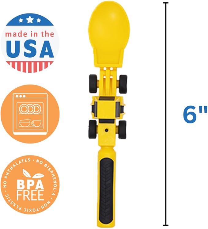 Constructive Eating - Toddler Construction Utensils Made in USA - Silverware for Toddlers - Utensils for Kids - Constructive Eating Utensil Set