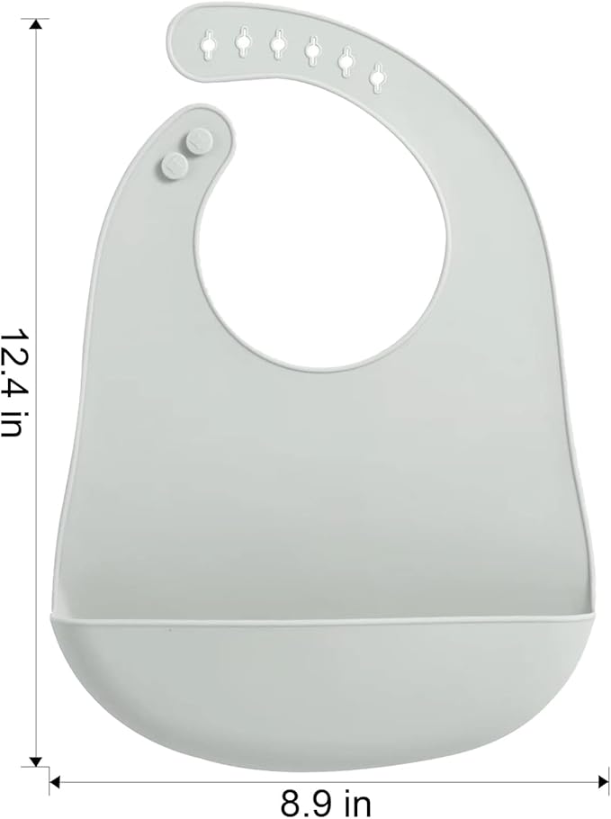 PandaEar 3 Pack Baby Bibs for Eating with Food Catcher, Waterproof Silicone Bibs for Babies Toddlers Boys Girls, Adjustable Baby Food Feeding Bibs, BPA Free