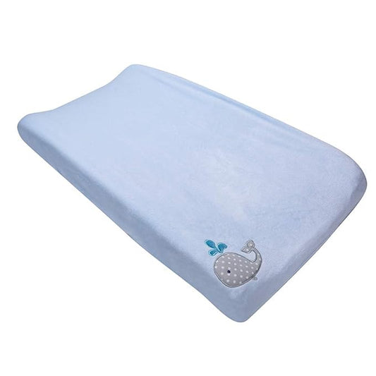 Coral Velvet Nursery Diaper Changing Table Cover Baby Girl Baby Boy Diaper Changing Pad Cover 1PC (Light Blue Whale)