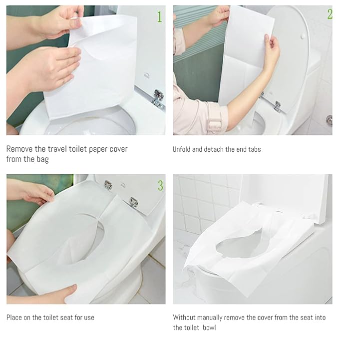 Toilet Seat Covers Disposable, 100-Count Flushable Paper Travel Toilet Seat Covers for Adults and Kids Potty Training, Great Biodegrable Accessories for Public Restrooms, Airplane, Camping