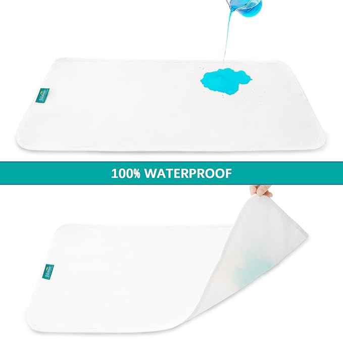 Changing Pad Liners Waterproof (3 Count), Flannel Portable Absorbent Diaper Pads for Changing Table, White