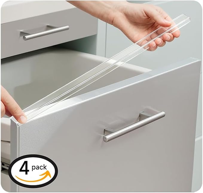 Cabinet Protectors for Kitchen Cabinets, Cabinet Door Protector Trash Drawer Protector Edge Guard, Plastic Slip on Protectors for Cabinets– 3/4" Thick, 18" Length