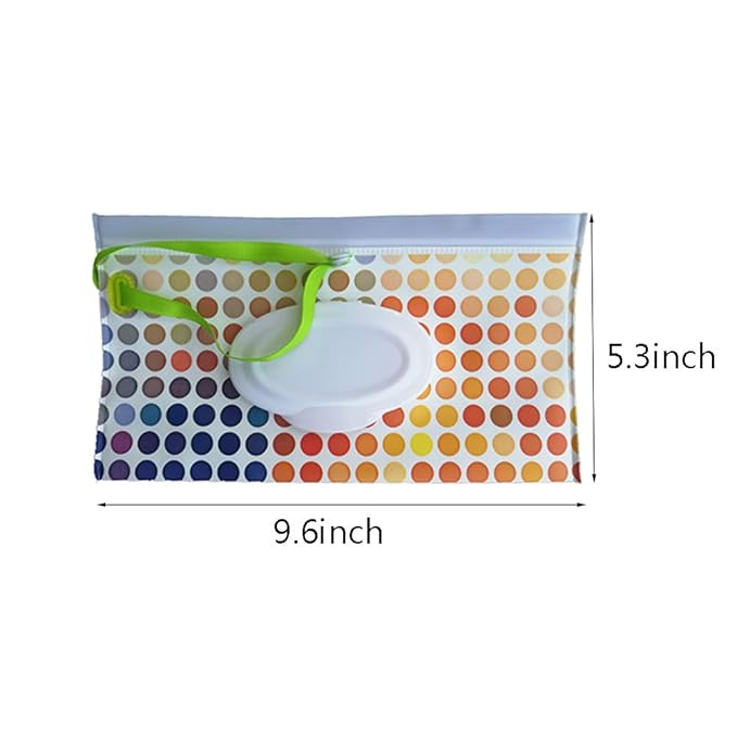 6 Pack Portable Wet Wipe Pouch Dispenser,Reusable & Refillable Portable Baby Lightweight Wipes Holder Case,Handy & Eco Friendly Travel Wipes Bag (Blue Dot & Color Dot & Color Inkjet)