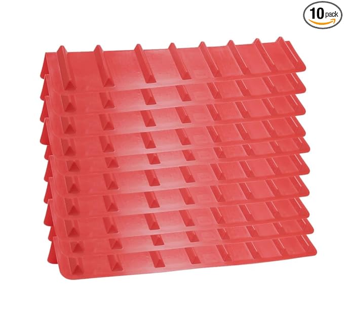 Mytee Products (10 Pack) 8"x8"x48" Red Flatbed Corner Protector - V Shaped Edge Guard for Tie-Down Winch & Ratchet Straps - Plastic Corner Protector for Flatbed Trailer Cargo Load