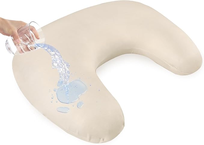 Hooyax Waterproof Nursing Pillow Cover, Stretchy Nursing Covers for New-Designed Breastfeeding Pillows, Adorable Infant Feeding Pillow Slipcover for Baby Boy and Girls (Khaki)