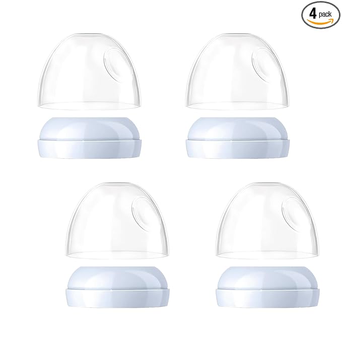 Dome Caps with Nipple Rings Set Compatible for Philips Avent Natural Baby Bottles, Replacements Screw Collars with Dome Lids for Como tomo, Set of 4