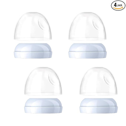 Dome Caps with Nipple Rings Set Compatible for Philips Avent Natural Baby Bottles, Replacements Screw Collars with Dome Lids for Como tomo, Set of 4