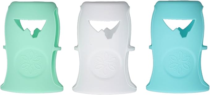 240ml Glass Baby Bottles Silicone Sleeve, Shatter Proof Bottle Cover with Anti Flowing, Insulate Warmers, Cute Design for Glass 8 oz Series, Deformation (White+Light