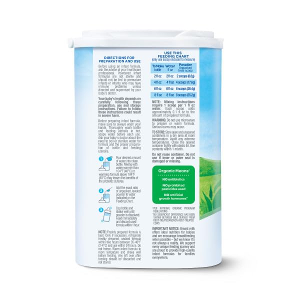Happy Baby Organics Stage 1 A2 Infant Formula, 0 12 Months, Milk Based Organic Baby Formula Powder with A2 Milk, Probiotics & Prebiotics for Immune & Digestive Support, 22.9 Ounce (Pack of 4)