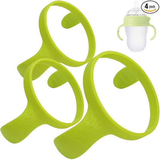 Easy Grip Bottle Handles Compatible with Comotomo Baby Feeding Bottle (3 Green)