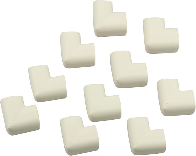 WONDERLAND Soft Rubber Foam Corner Protector Guards for Baby, Furniture Corner Guard, Edge Safety Bumpers, 3M Adhesive Pre-Taped (White/Brown, 10 Corners) (White)