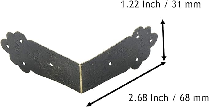 Mcredy 20 PCS Metal Corner Protector,Furniture Corner Hardware Corner Bracket for Cabinet Decorative,2.68 Inch Length