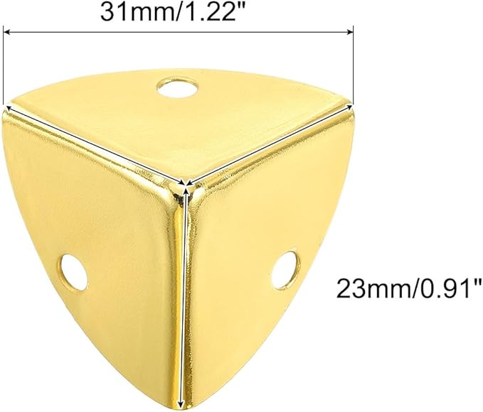uxcell 12 Pcs Metal Corner Protectors, 23mm Box Edge Guard Protector, with Mounting Screws for Furniture Cabinet Speaker Protection Home Decorative, Gold
