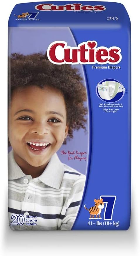 Cuties Premium Size 7 Baby Diapers, 20 Count