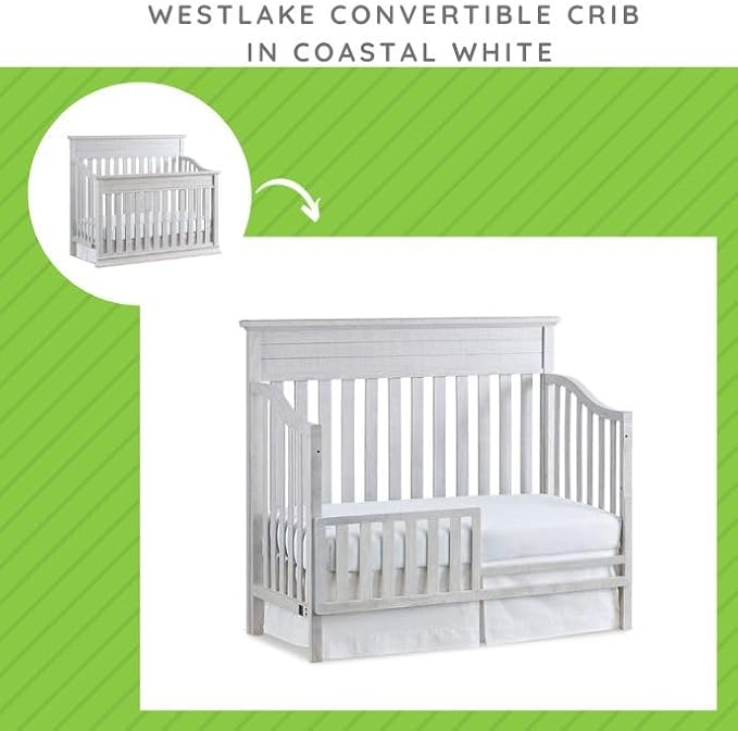 CC KITS Toddler Bed Safety Guard Rail for Ellen Degeneres Convertible Cribs by Bivona - Solid Wood Rail for Convertible Crib to Toddler Beds - Safety Guard Rail for Children (White)