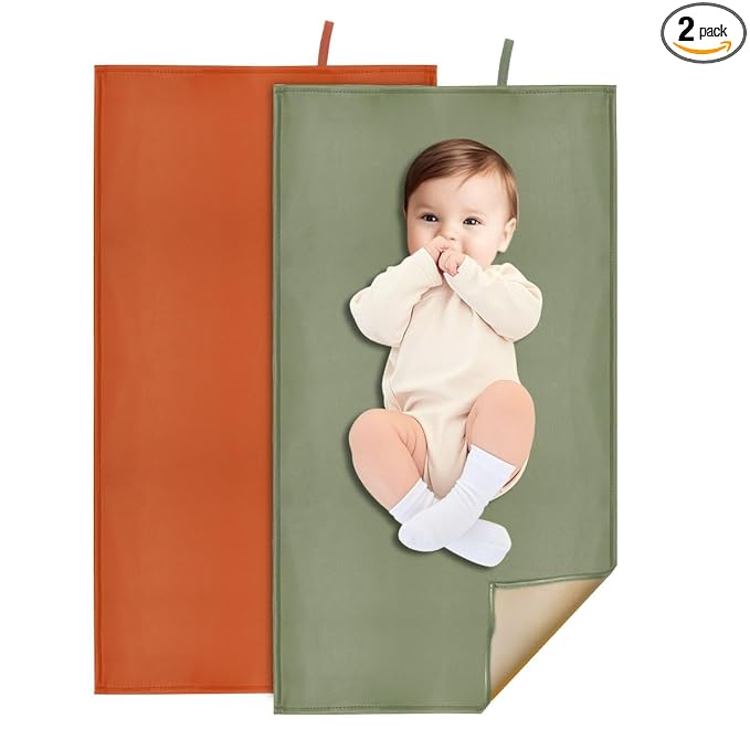 2 Pack Wipeable Diaper Changing Pad for Baby, Portable Baby Changing Mat for Travel or Home, Foldable Mat Fits Perfectly in Diaper Bag (67-08)