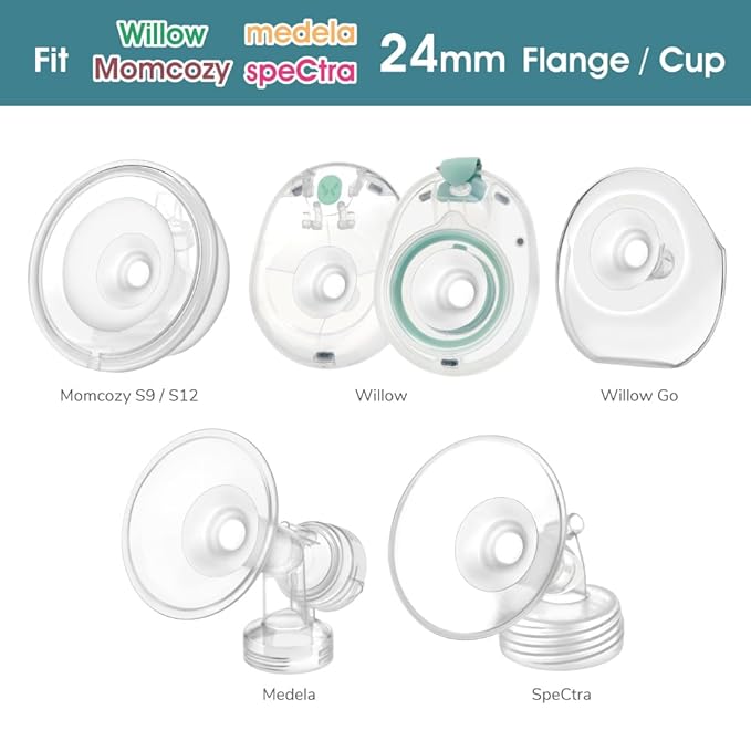 Maymom Flange Insert 13 mm Compatible with Medela/Spectra/Momcozy 24 mm Shields/Flanges. Use with Medela Freestyle and Momcozy S9/S11/S12 to Reduce Nipple Tunnel Down to 13 mm; 2pc