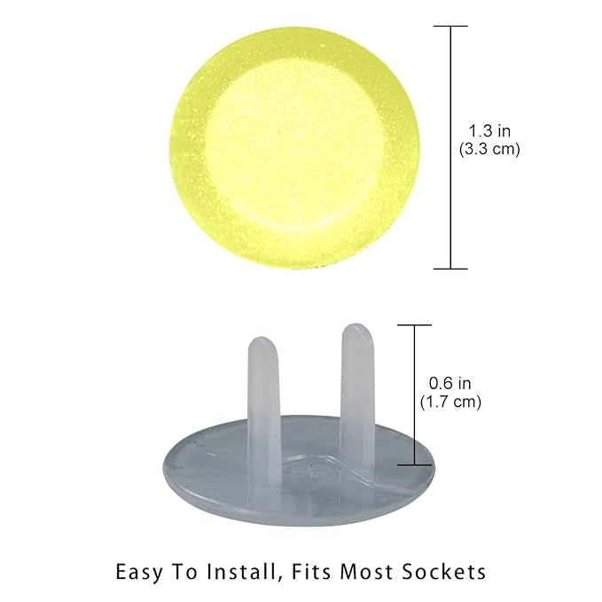 Pure Luminous Yellow Color Outlet Covers (12 or 24 Pack) - Child Safety Electric Plug Protectors to Prevent Power Shock