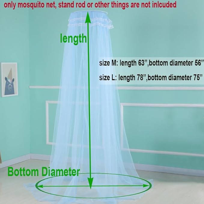 Crib Mosquito Net Crib Dome Bed Canopy Foldable Cot Net Tent Universal Palace Style Dome Bed Curtain (Stand Rod NOT Included)