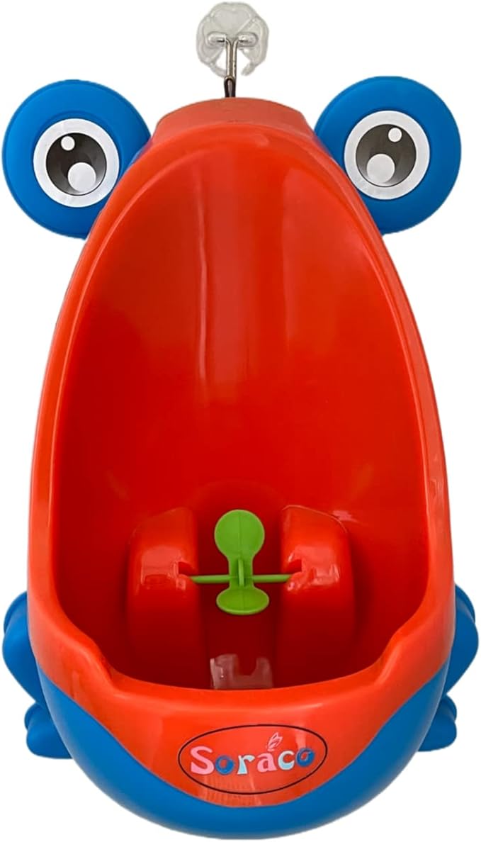 Soraco Frog Potty Training Urinal for Toddler Boys with Funny Aiming Target, Bathroom Frog Pee Trainer Toilet (Blue)