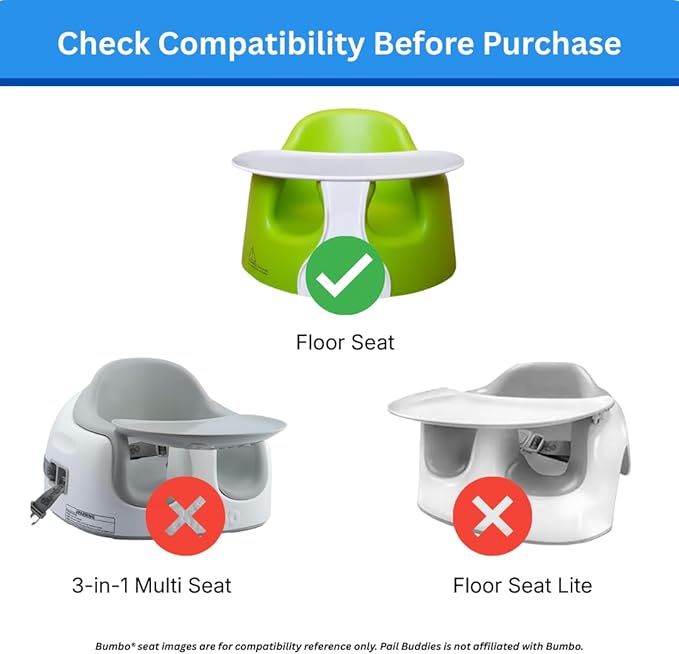 Pail Buddies Baby Booster Seat Tray Attachment – Feeding & Play Tray Compatible with Bumbo Infant Toddler Floor Seat | Easy-Clean Baby Feeding Tray for Infants 3–12 Months
