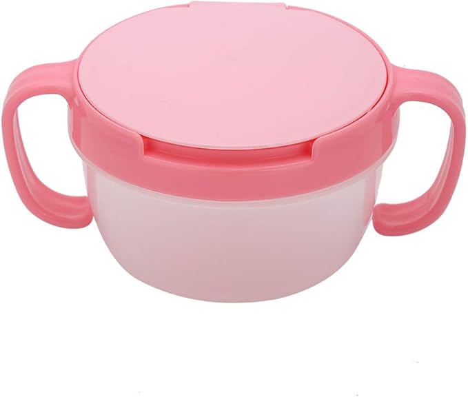 eecoo Snack Cup with Double Handle for Kids, Snack Catcher Lid Snack Container for Toddler and Baby,Portable Biscuits Candy Box (RED2)