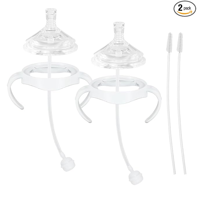 Straw Cup Soft Spout Conversion Kit for Philips Avent Natural Baby Bottle, Bottle Handles and Weighted Straw （2 Pack）