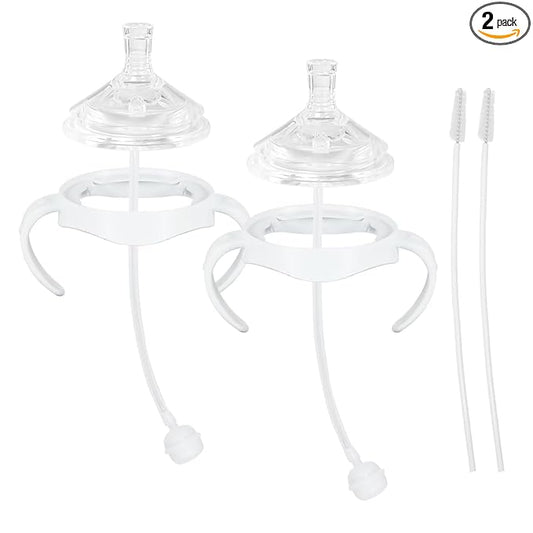 Straw Cup Soft Spout Conversion Kit for Philips Avent Natural Baby Bottle, Bottle Handles and Weighted Straw （2 Pack）