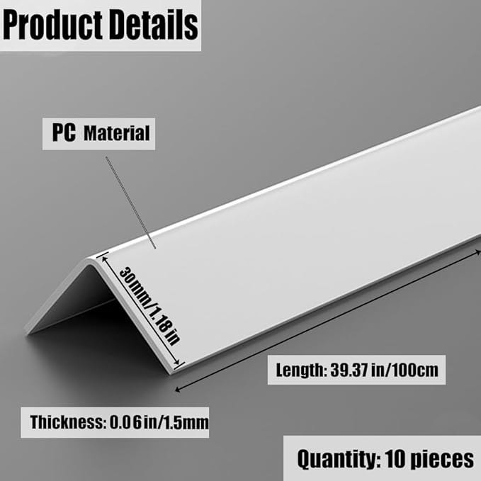 White Self Adhesive Wall Corner Protector 10 Pcs PVC Corner Guards Edge Protector for Wall, Furniture Corner, Door Easy to Install for Baby