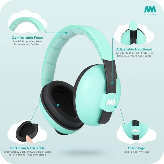 Mumba Baby Ear Protection Noise Cancelling Headphones for Babies and Toddlers Baby Earmuffs - Ages 3-24+ Months - for Sleeping, Studying, Airplane, Concerts, Movie, Theater, Fireworks