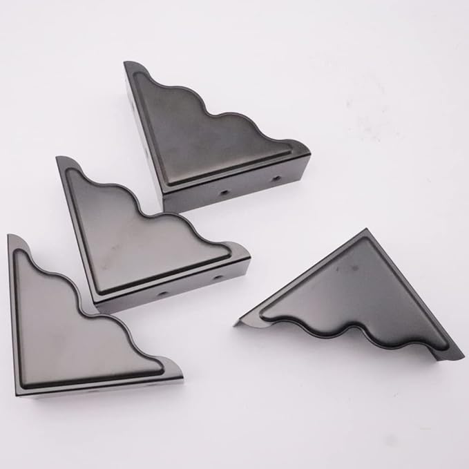 Metal Corner Protector - Set of 4 Black Box Corner Protectors for Edge Safety Guarding Cabinet, Furniture, Desk, and Case. Thickened Hardware for Enhanced Protection