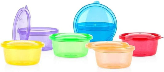 Nuby Wash or Toss Bowls with Lids, 8 Ounce, Colors May Vary (Pack of 6)