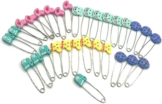 Cute Animal Fruit Baby Safety Pins Secure Clips for Fastening Baby Clothes Diaper Napkins Stainless Steel 5CM 30PCS (Animal)