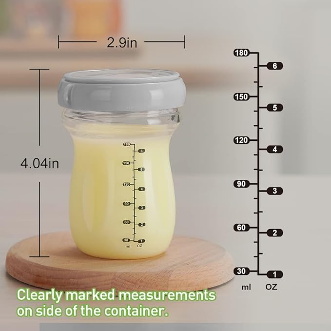 haakaa Glass Baby Food Storage Jar- Food Storage Container Airtight Lid-Wide Neck Gen.3 Baby Bottle -Leakproof BPA-Free 0m+ Newborn Baby - BPA-Free (Grey, 6.3oz/180ml, 1 pc)