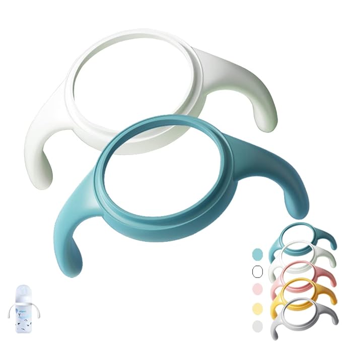 Pack of 5, Bottle Handles Grips Compatible with Pigeon Wide Neck Nursing Bottles and Silicone Coating Glass Bottles